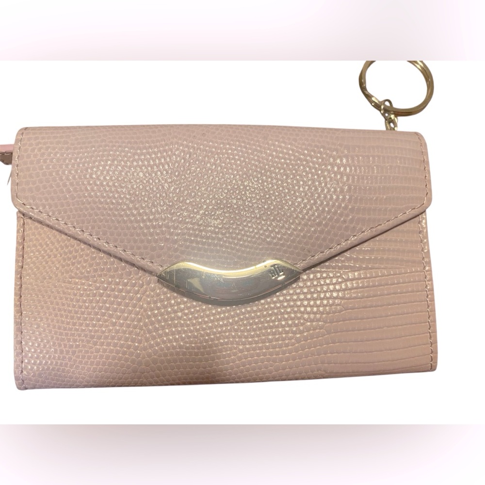 Lauren Ralph Lauren Embossed Alligator on Leather Lavender wallet New